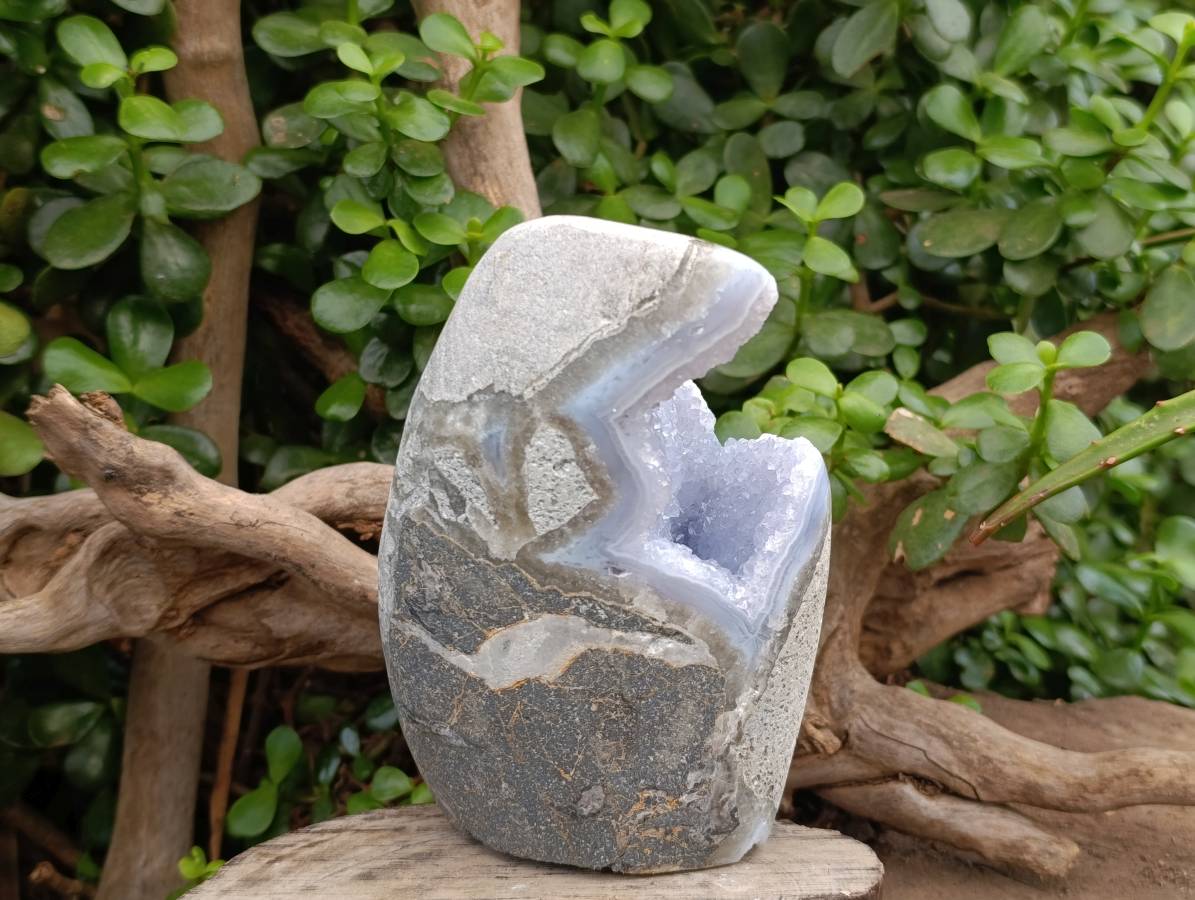 Polished Blue Lace Agate Standing Free Form x 1 From Nsanje, Malawi - Toprock Gemstones and Minerals 