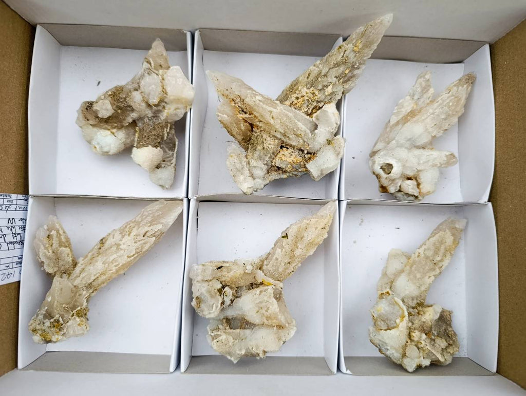 Natural Spearhead Calcite Specimens x 6 From Albert's Mountain, Lesotho - Toprock Gemstones and Minerals 