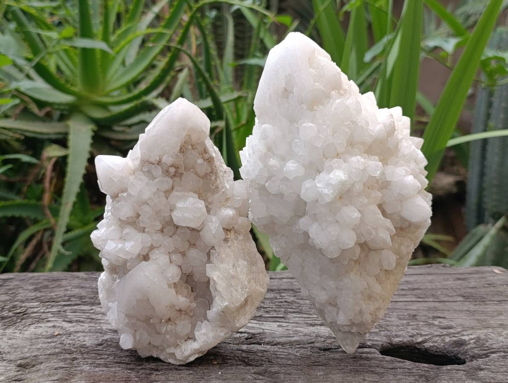 Natural Cascading Pineapple Candle Quartz Clusters x 2 From Antsirabe, Madagascar - Toprock Gemstones and Minerals 