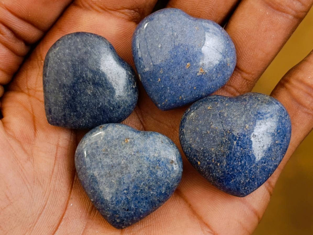 Polished Lazulite Hearts x 35 From Madagascar - Toprock Gemstones and Minerals 