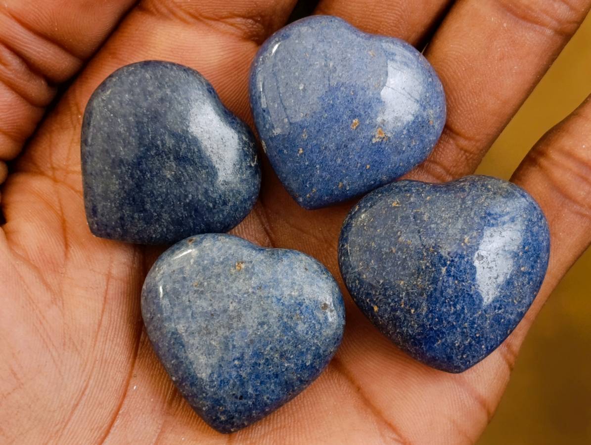Polished Lazulite Hearts x 35 From Madagascar - Toprock Gemstones and Minerals 