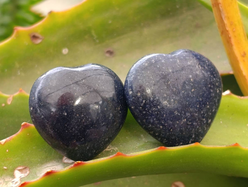 Polished Lazulite Hearts x 35 From Madagascar - Toprock Gemstones and Minerals 