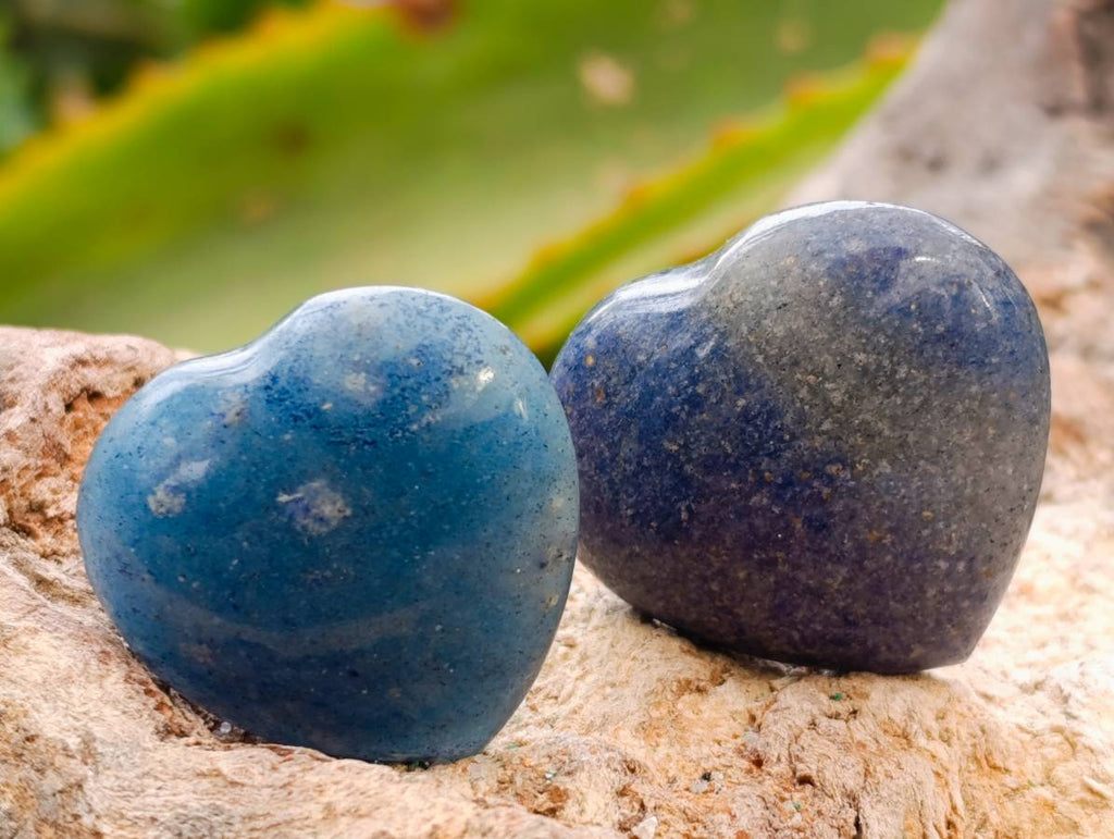 Polished Lazulite Hearts x 35 From Madagascar - Toprock Gemstones and Minerals 