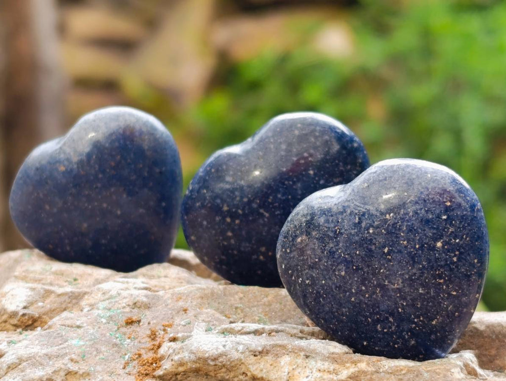 Polished Lazulite Hearts x 35 From Madagascar - Toprock Gemstones and Minerals 