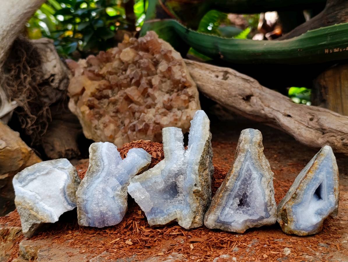 Natural Blue Lace Agate Geode Specimens x 24 From Nsanje, Malawi - Toprock Gemstones and Minerals 
