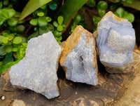 Natural Blue Lace Agate Geode Specimens x 24 From Nsanje, Malawi
