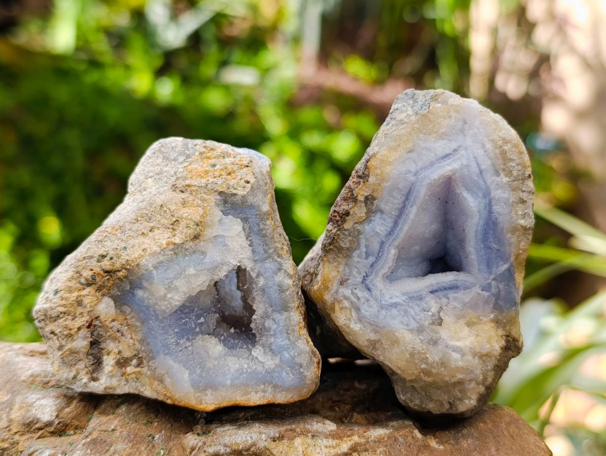 Natural Blue Lace Agate Geode Specimens x 24 From Nsanje, Malawi - Toprock Gemstones and Minerals 