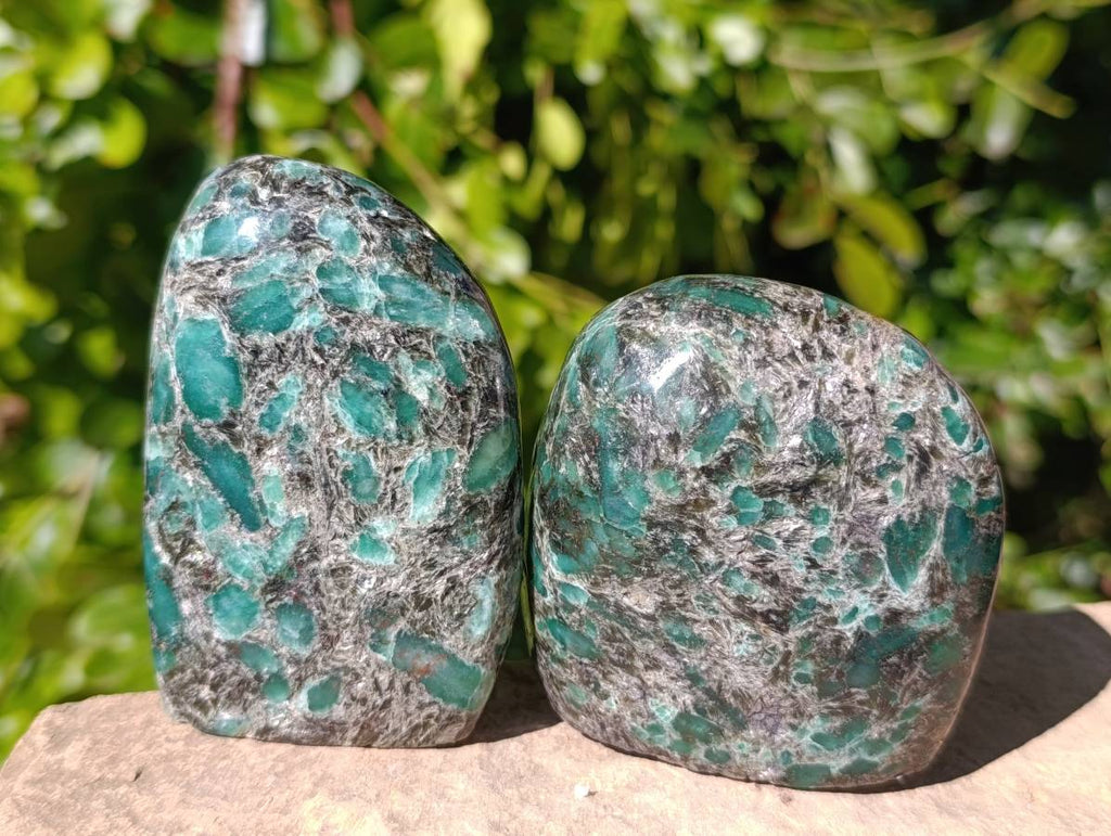 Polished Emerald Mica 'Mutokolite' Standing Free Forms x 3 From Mutoko, Zimbabwe - Toprock Gemstones and Minerals 