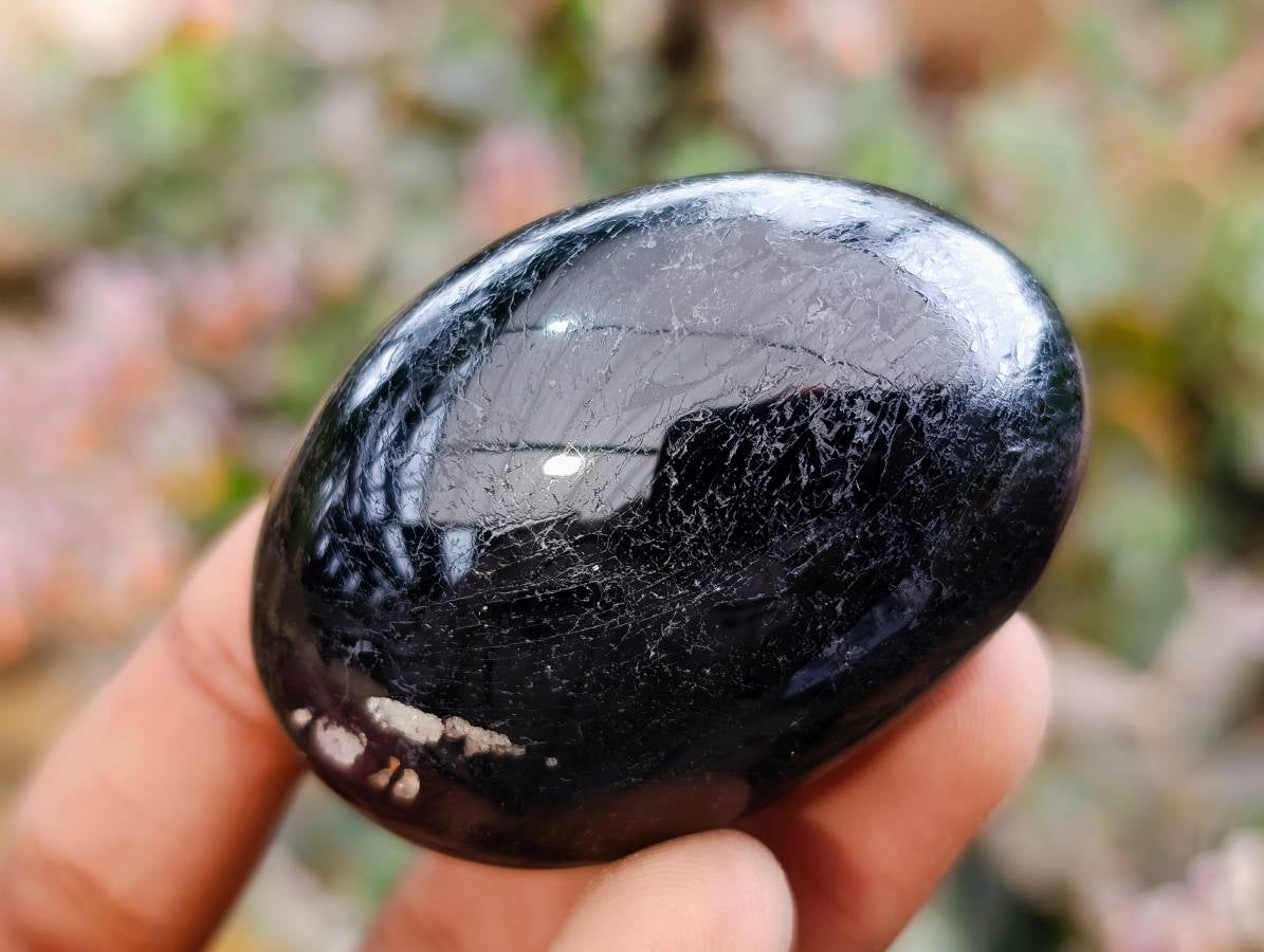 Polished Black Tourmaline Palm Stones x 12 From Madagascar - Toprock Gemstones and Minerals 