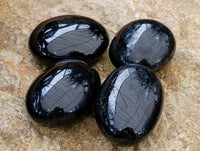 Polished Black Tourmaline Palm Stones x 12 From Madagascar