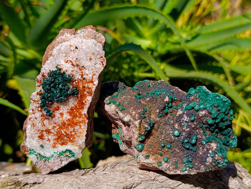 Natural Crystalline Ball Malachite and Drusy Quartz On Dolomite Matrix Specimens x 6 From Kambove, Congo - Toprock Gemstones and Minerals 