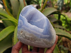 Polished Blue Lace Agate Standing Free Forms x 2 From Nsanje, Malawi - Toprock Gemstones and Minerals 