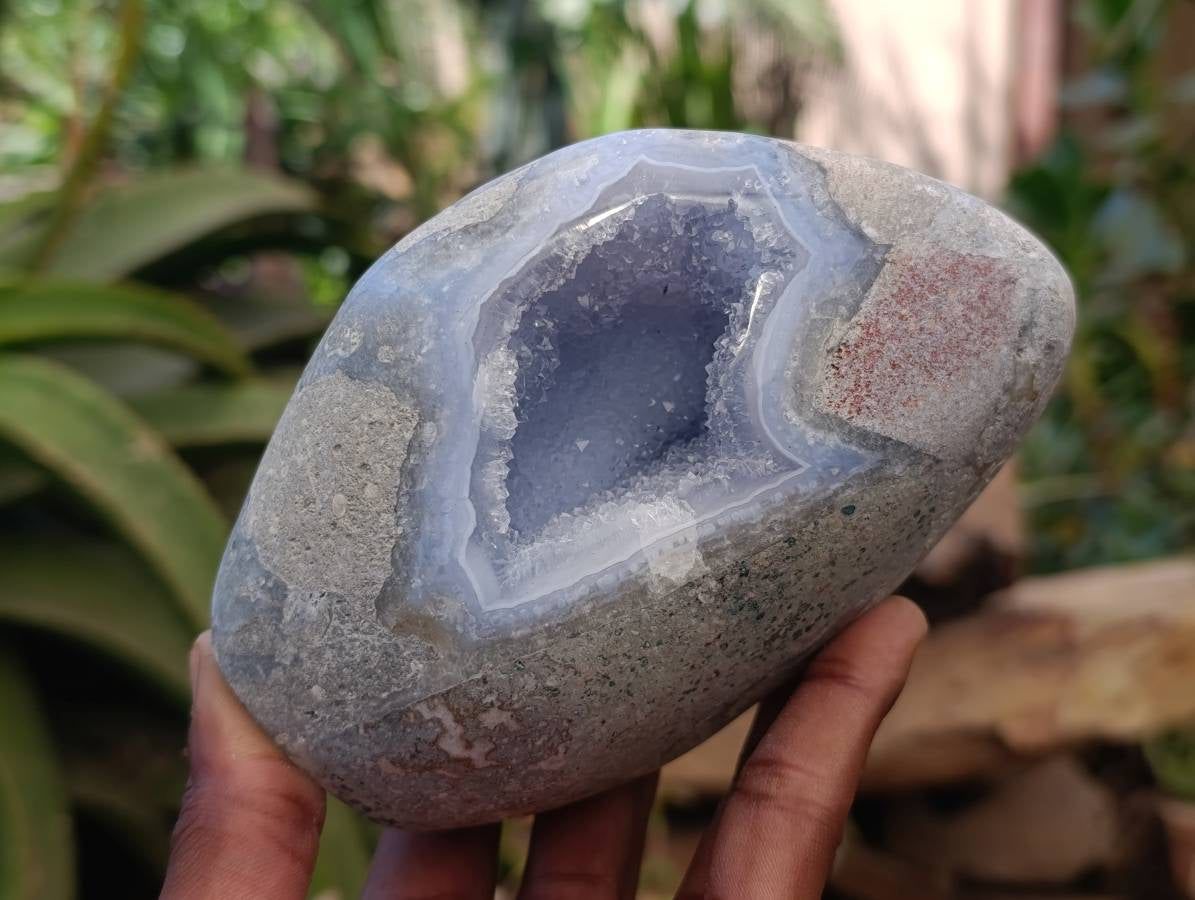 Polished Blue Lace Agate Standing Free Forms x 2 From Nsanje, Malawi - Toprock Gemstones and Minerals 