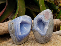 Polished Blue Lace Agate Standing Free Forms x 2 From Nsanje, Malawi