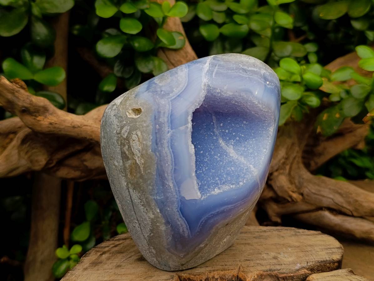 Polished Blue Lace Agate Standing Free Forms x 2 From Nsanje, Malawi - Toprock Gemstones and Minerals 