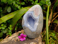 Polished Blue Lace Agate Standing Free Forms x 2 From Nsanje, Malawi