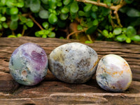 Polished Dendritic White Opal Palm Stones x 12 From Madagascar