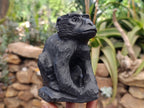 Hand Made Black Soapstone Baboon Carving x 1 From Zimbabwe - Toprock Gemstones and Minerals 