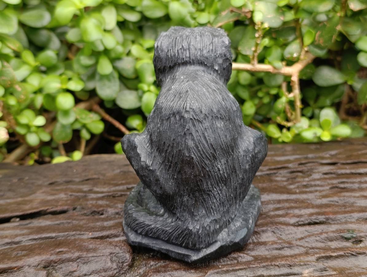 Hand Made Black Soapstone Baboon Carving x 1 From Zimbabwe - Toprock Gemstones and Minerals 