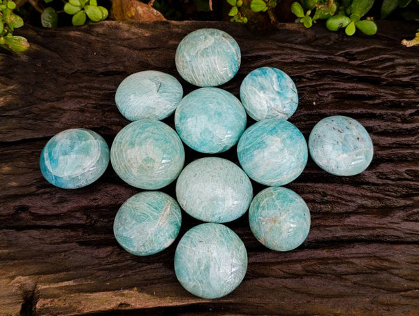 Polished Amazonite Palm Stones x 12 From Madagascar