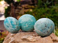 Polished Amazonite Palm Stones x 12 From Madagascar