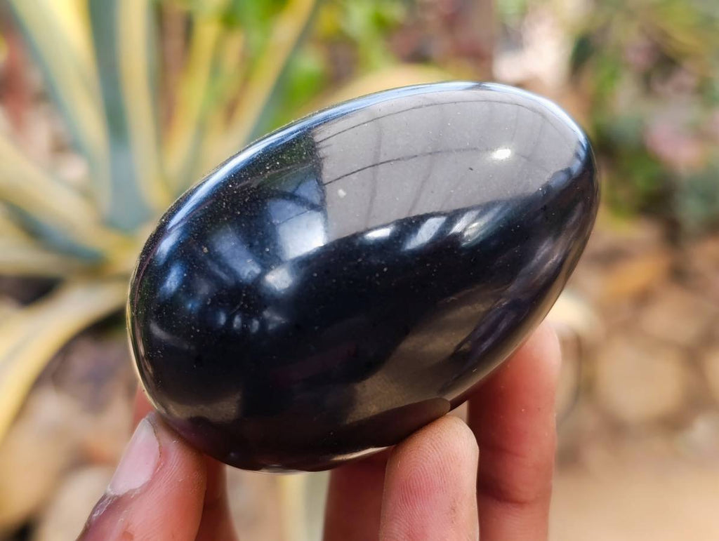 Polished Black Basalt Eggs x 6 From Madagascar - Toprock Gemstones and Minerals 