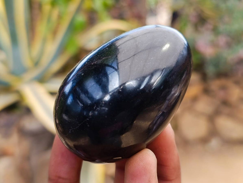 Polished Black Basalt Eggs x 6 From Madagascar - Toprock Gemstones and Minerals 
