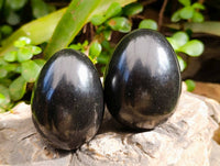 Polished Black Basalt Eggs x 6 From Madagascar