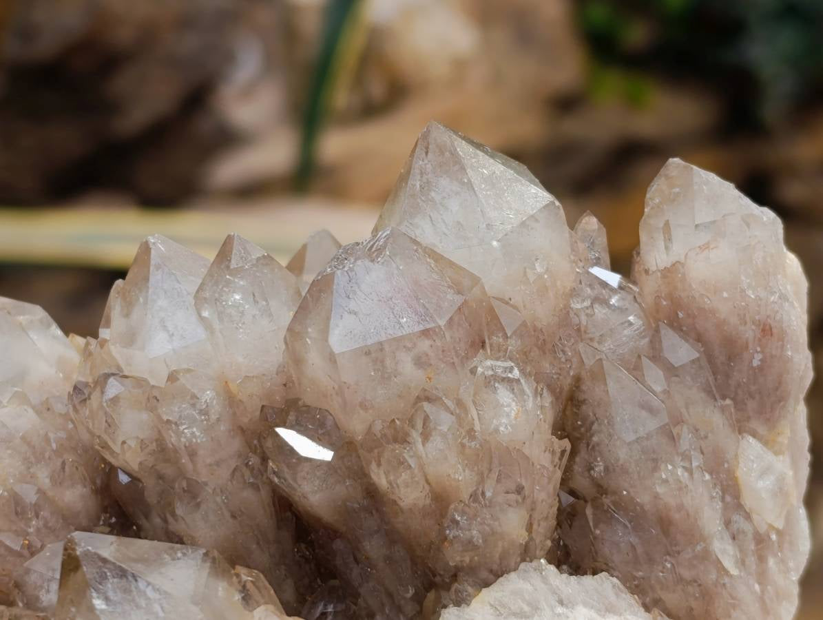Natural Smokey Phantom Quartz Clusters x 2 From Luena, Congo - Toprock Gemstones and Minerals 