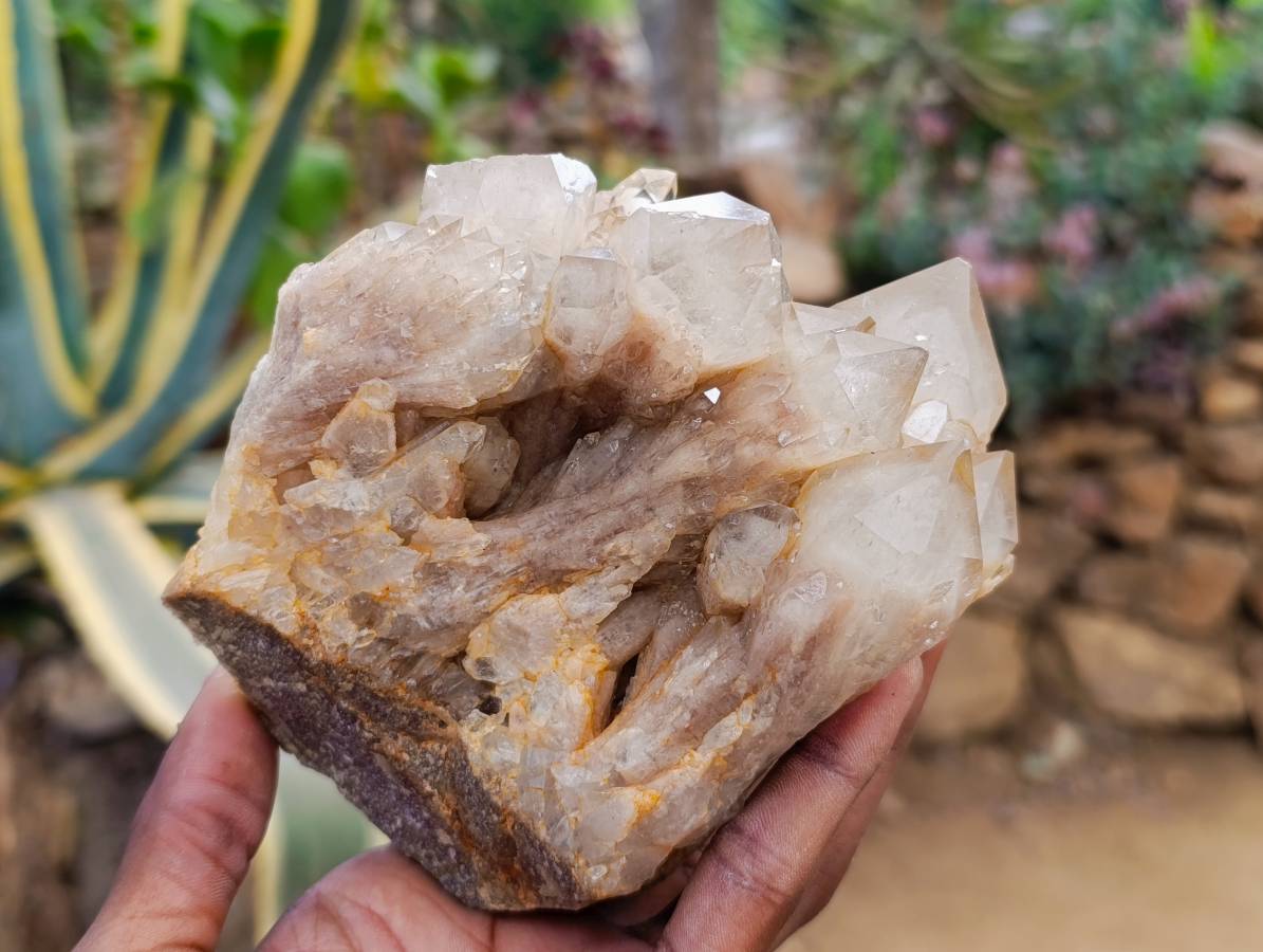 Natural Smokey Phantom Quartz Clusters x 2 From Luena, Congo - Toprock Gemstones and Minerals 