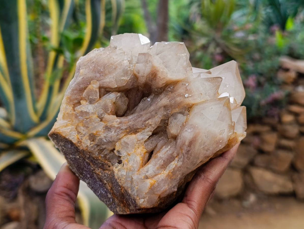Natural Smokey Phantom Quartz Clusters x 2 From Luena, Congo - Toprock Gemstones and Minerals 