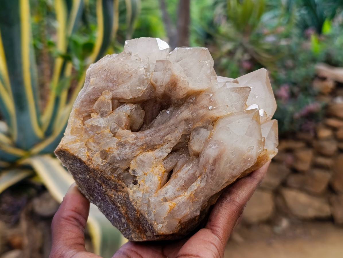 Natural Smokey Phantom Quartz Clusters x 2 From Luena, Congo - Toprock Gemstones and Minerals 