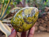 Polished Green Opal Standing Free Forms x 3 From Antsirabe, Madagascar
