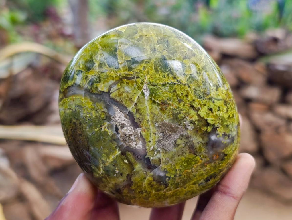 Polished Green Opal Standing Free Forms x 3 From Antsirabe, Madagascar - Toprock Gemstones and Minerals 