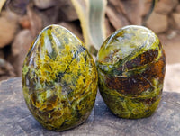 Polished Green Opal Standing Free Forms x 3 From Antsirabe, Madagascar