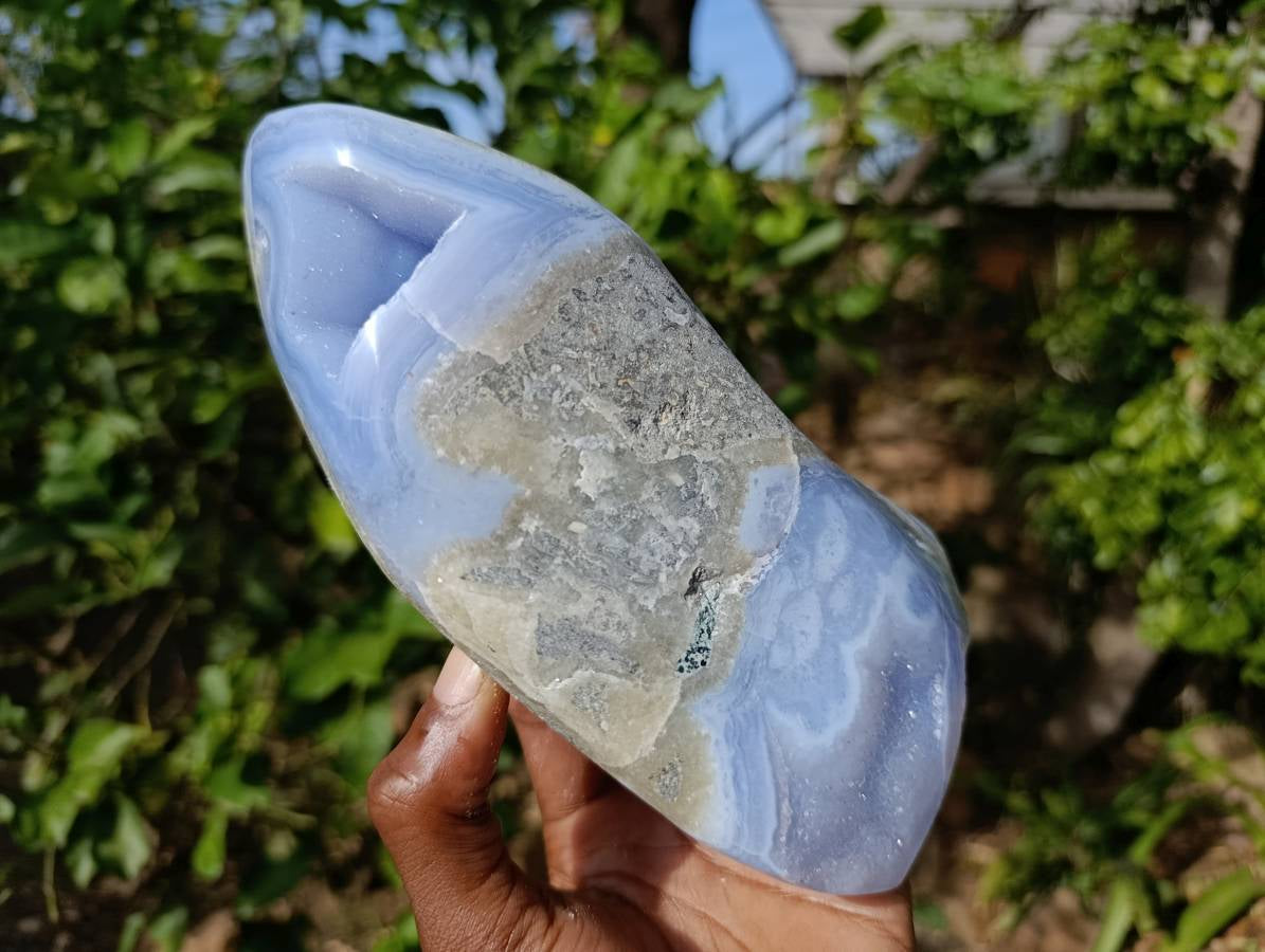 Polished Blue Lace Agate Standing Free Forms x 1 From Nsanje, Malawi - Toprock Gemstones and Minerals 