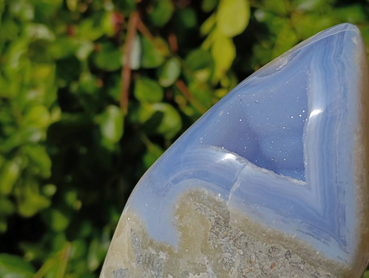 Polished Blue Lace Agate Standing Free Forms x 1 From Nsanje, Malawi - Toprock Gemstones and Minerals 