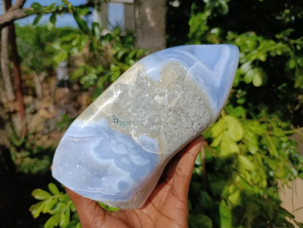 Polished Blue Lace Agate Standing Free Forms x 1 From Nsanje, Malawi - Toprock Gemstones and Minerals 