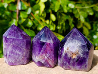 Polished Chevron Amethyst Points x 6 From Zambia - Toprock Gemstones and Minerals 