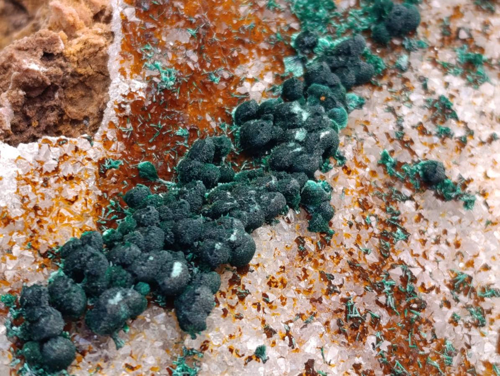 Natural Crystalline Ball Malachite and Drusy Quartz On Dolomite Matrix Specimen x 1 From Kambove, Congo - Toprock Gemstones and Minerals 