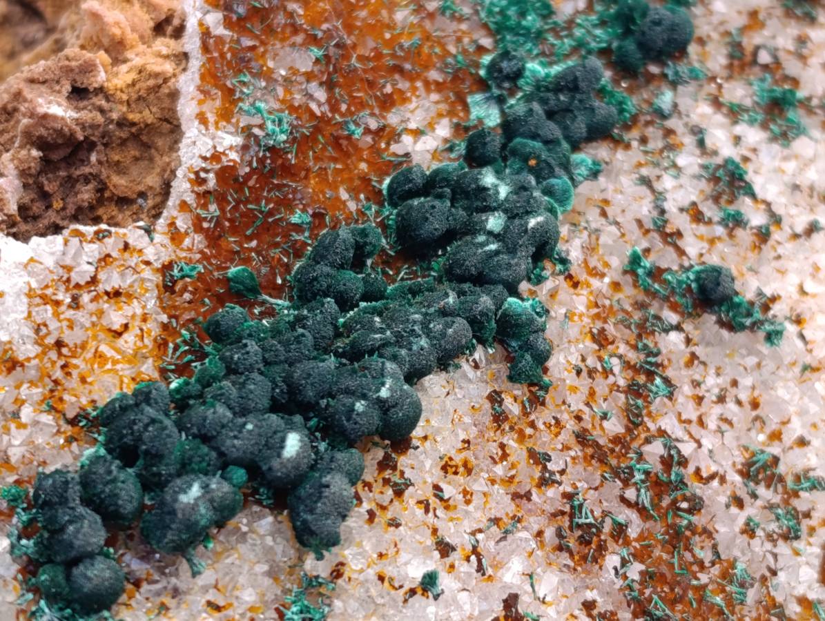 Natural Crystalline Ball Malachite and Drusy Quartz On Dolomite Matrix Specimen x 1 From Kambove, Congo - Toprock Gemstones and Minerals 
