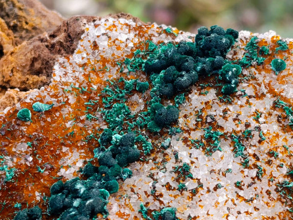 Natural Crystalline Ball Malachite and Drusy Quartz On Dolomite Matrix Specimen x 1 From Kambove, Congo - Toprock Gemstones and Minerals 