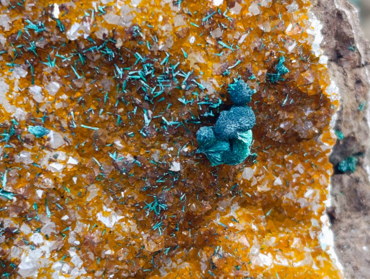 Natural Crystalline Ball Malachite and Drusy Quartz On Dolomite Matrix Specimen x 1 From Kambove, Congo - Toprock Gemstones and Minerals 