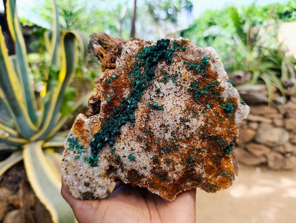 Natural Crystalline Ball Malachite and Drusy Quartz On Dolomite Matrix Specimen x 1 From Kambove, Congo - Toprock Gemstones and Minerals 