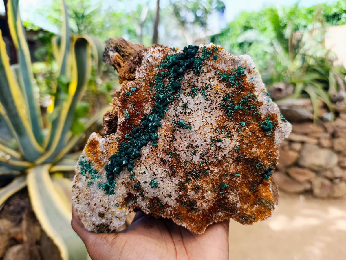 Natural Crystalline Ball Malachite and Drusy Quartz On Dolomite Matrix Specimen x 1 From Kambove, Congo - Toprock Gemstones and Minerals 