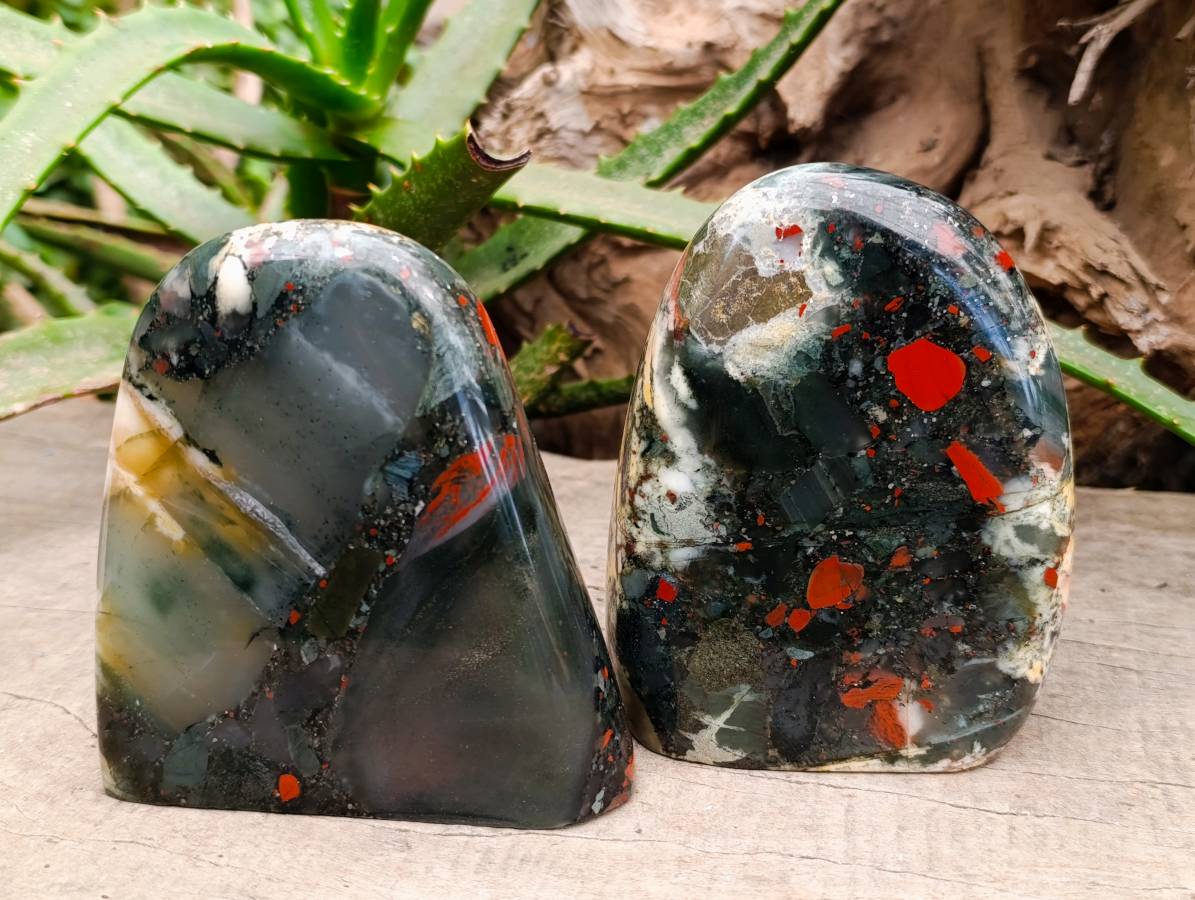Polished Bloodstone Standing Free Forms x 2 From Swaziland - Toprock Gemstones and Minerals 