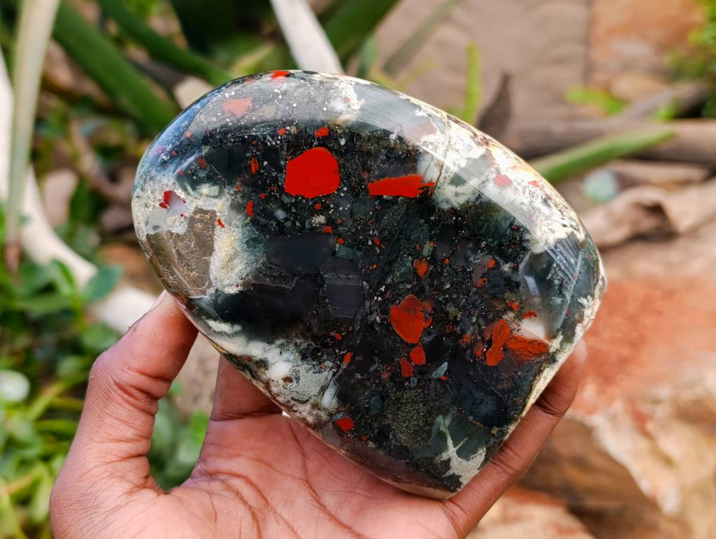 Polished Bloodstone Standing Free Forms x 2 From Swaziland - Toprock Gemstones and Minerals 