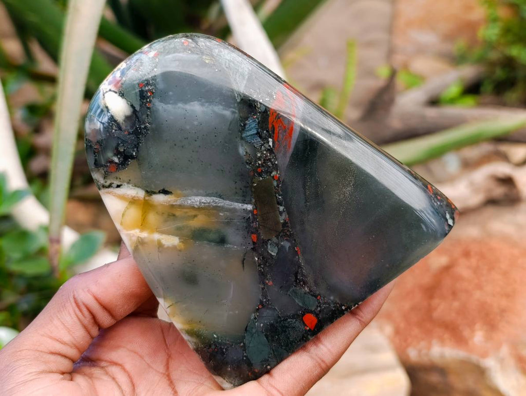 Polished Bloodstone Standing Free Forms x 2 From Swaziland - Toprock Gemstones and Minerals 