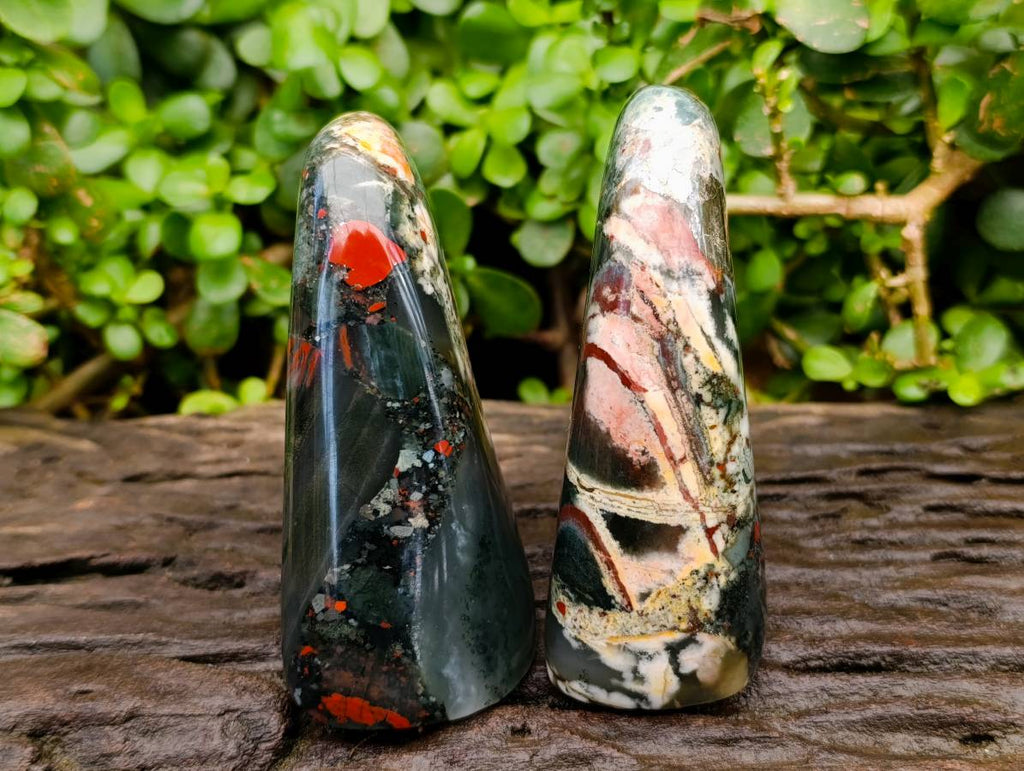 Polished Bloodstone Standing Free Forms x 2 From Swaziland - Toprock Gemstones and Minerals 