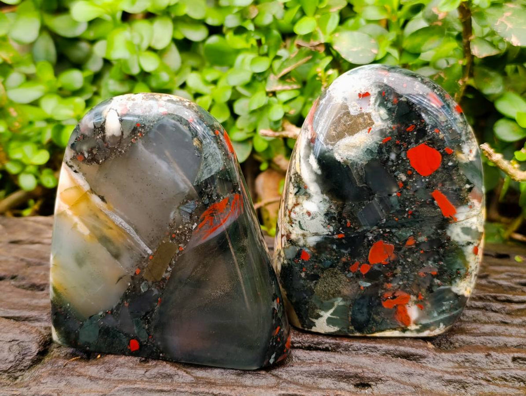 Polished Bloodstone Standing Free Forms x 2 From Swaziland - Toprock Gemstones and Minerals 